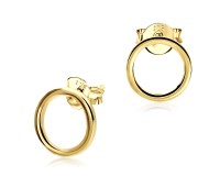 Gold Plated Ring Shaped Silver Ear Stud STS-3841-GP